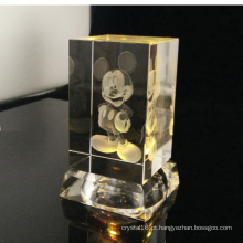 3D Laser cristal Cartoon Mouse com cristal MultiColor levou Base clara